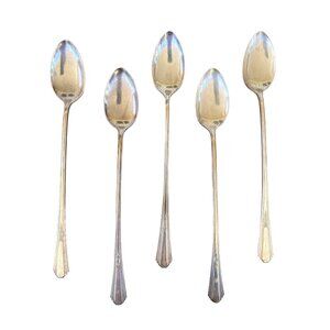 WM Rogers and Sons AAX Silver Plate Ice Tea Spoons Lot of 5 7.75"‎ Paris